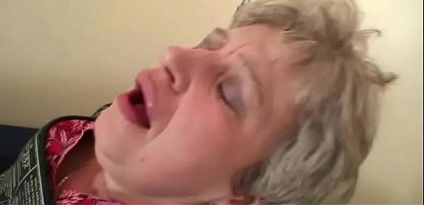  Very old woman swallows two cocks after masturbation